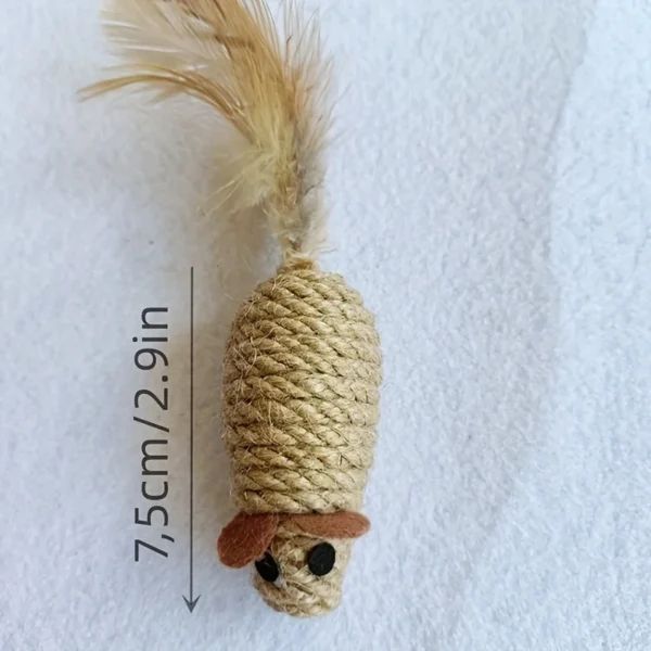 1/4pcs Sisal False Mouse Cat Toy Bite Resistance Stuffed Toy Interactive Cat Toy Simulation Mice Kitten Self-Playing Plush Toys - Image 5