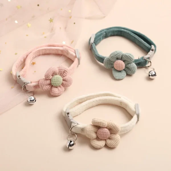 1Pc Cat Collar with Cute Flower Adjustable Buckle Cat Collar Bell Collar Cat Small Pet Supplies Kitten Collar Small Dog Acce - Image 3